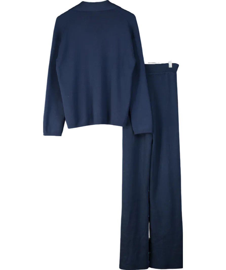 Rise & Fall Blue Merino Straight Leg Trousers And Collared Sweater UK XS