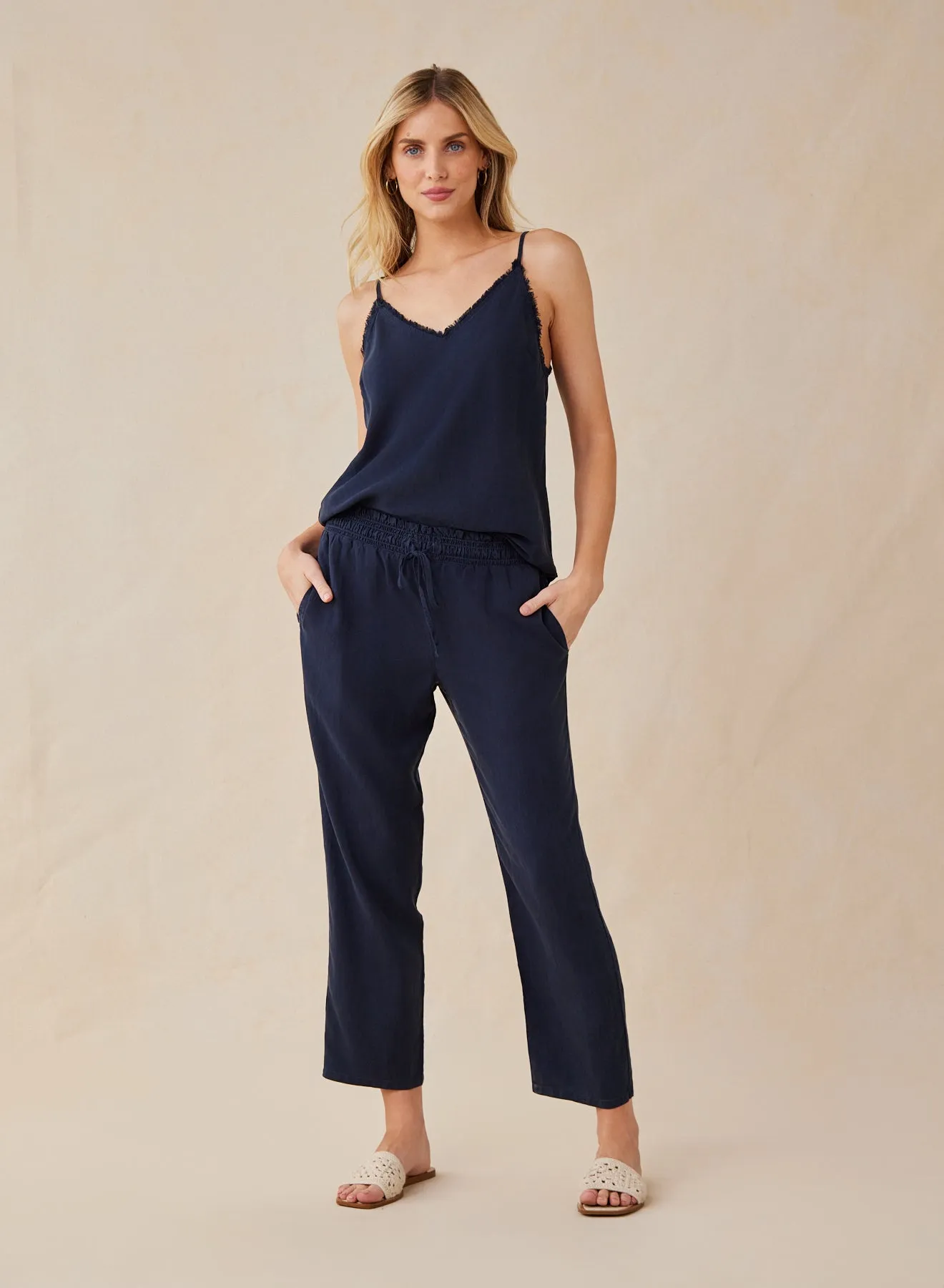 Smocked Waist Trousers - Endless Sea