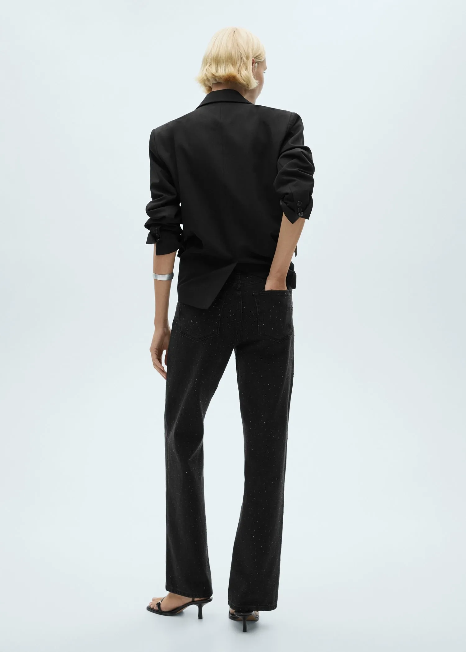 Straight-fit Jeans With Rhinestone Detail
