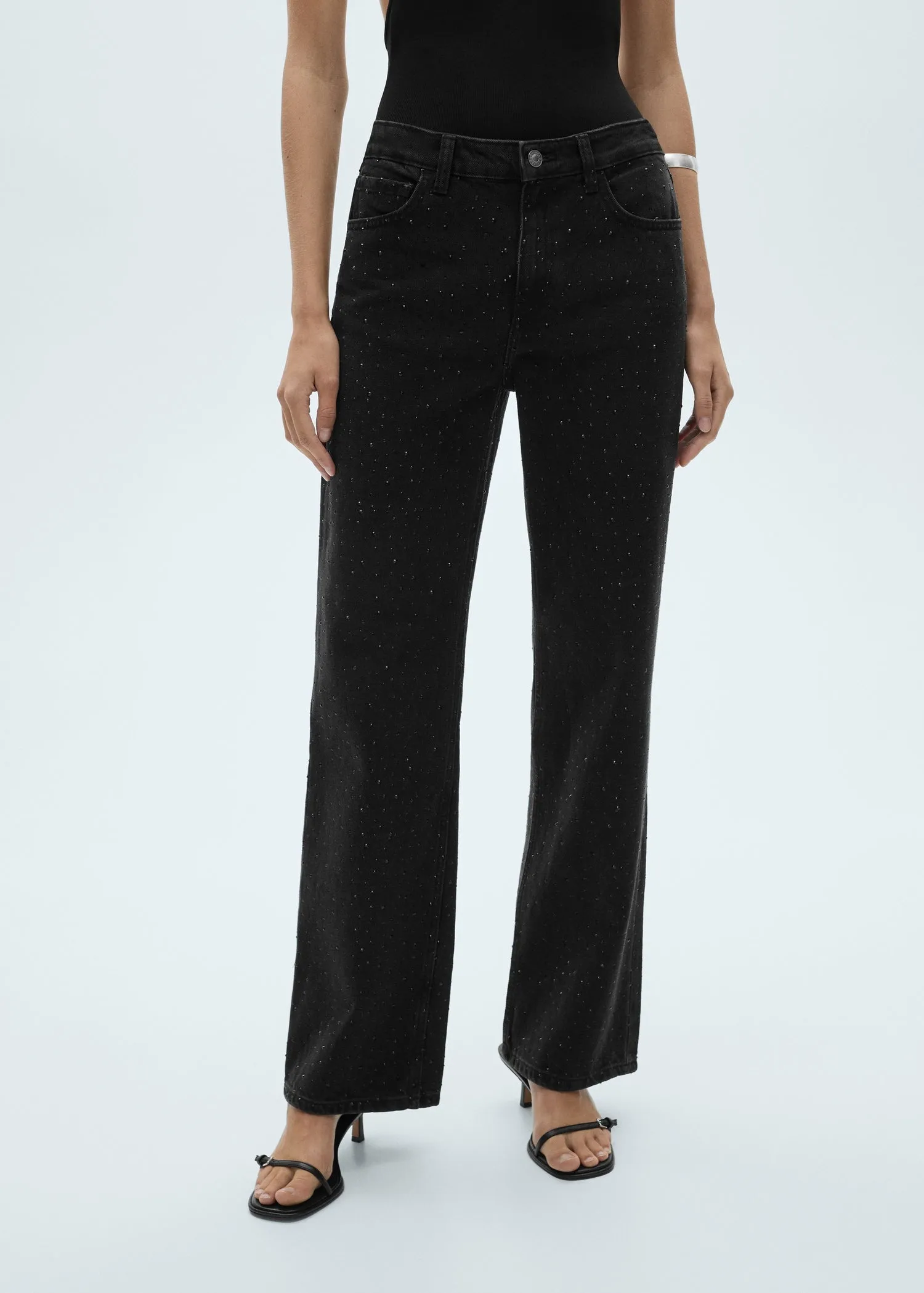 Straight-fit Jeans With Rhinestone Detail