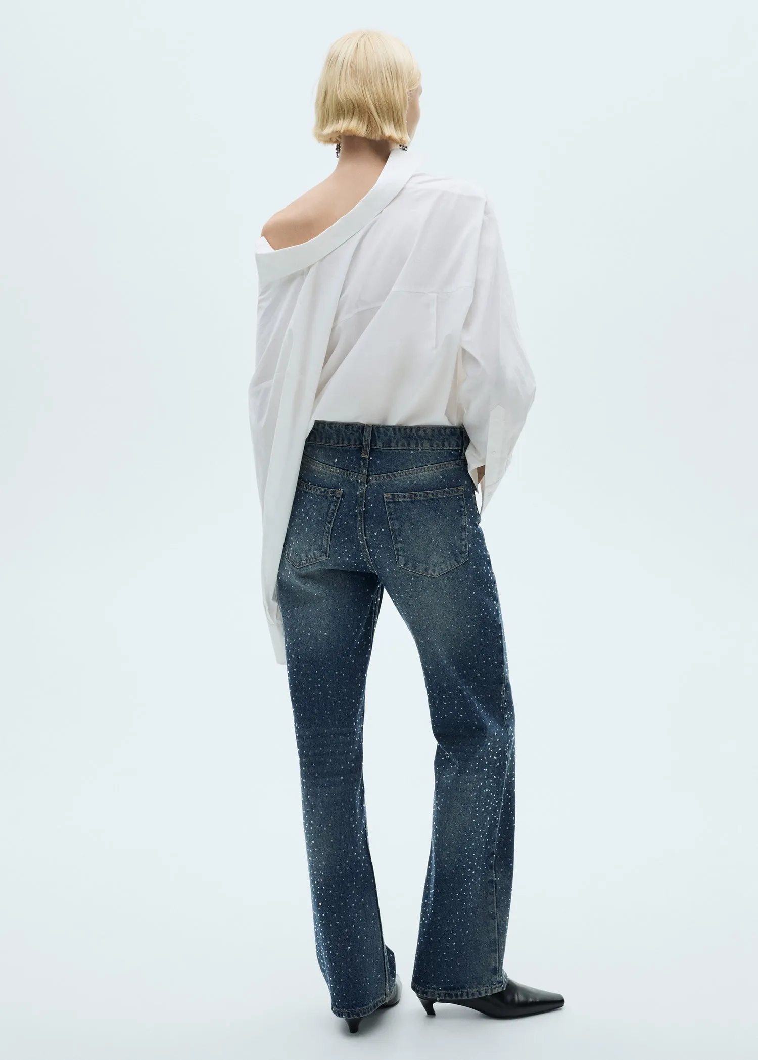 Straight-fit Jeans With Rhinestone Detail
