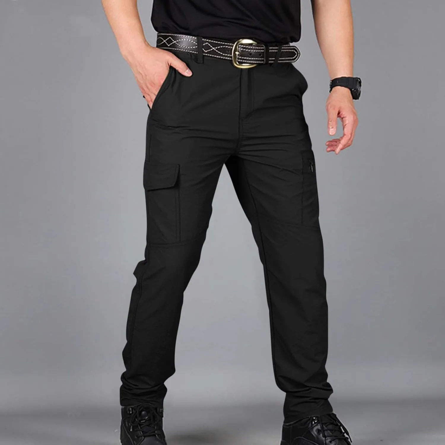 Tactic Pants for Men Hiking Water Resistant Ripstop Flex Cargo Pants Multi Pockets Outdoor Lightweight Trousers