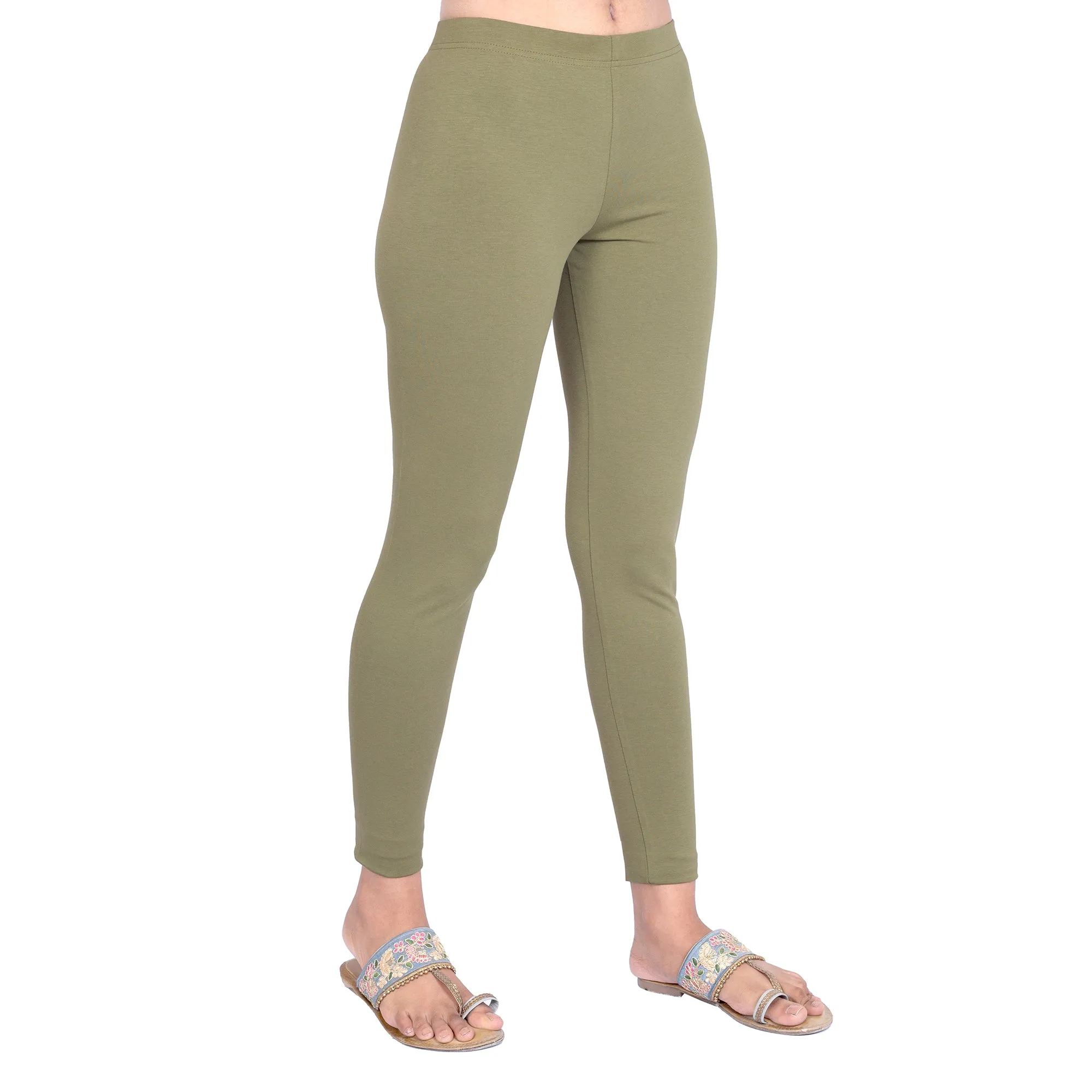 Women Olive Ankle Length Legging