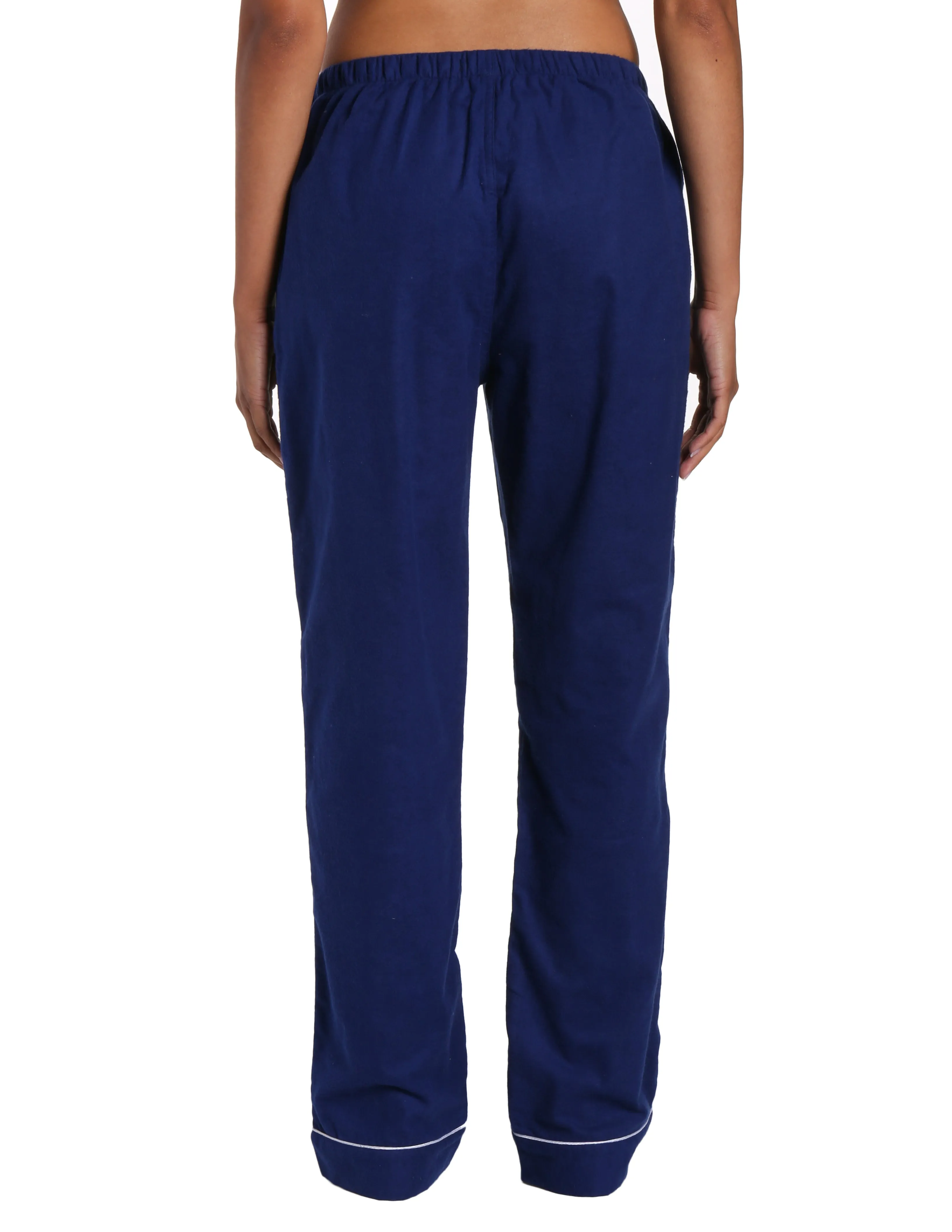 Womens 100% Cotton Flannel Lounge Pants - Midnight Blue